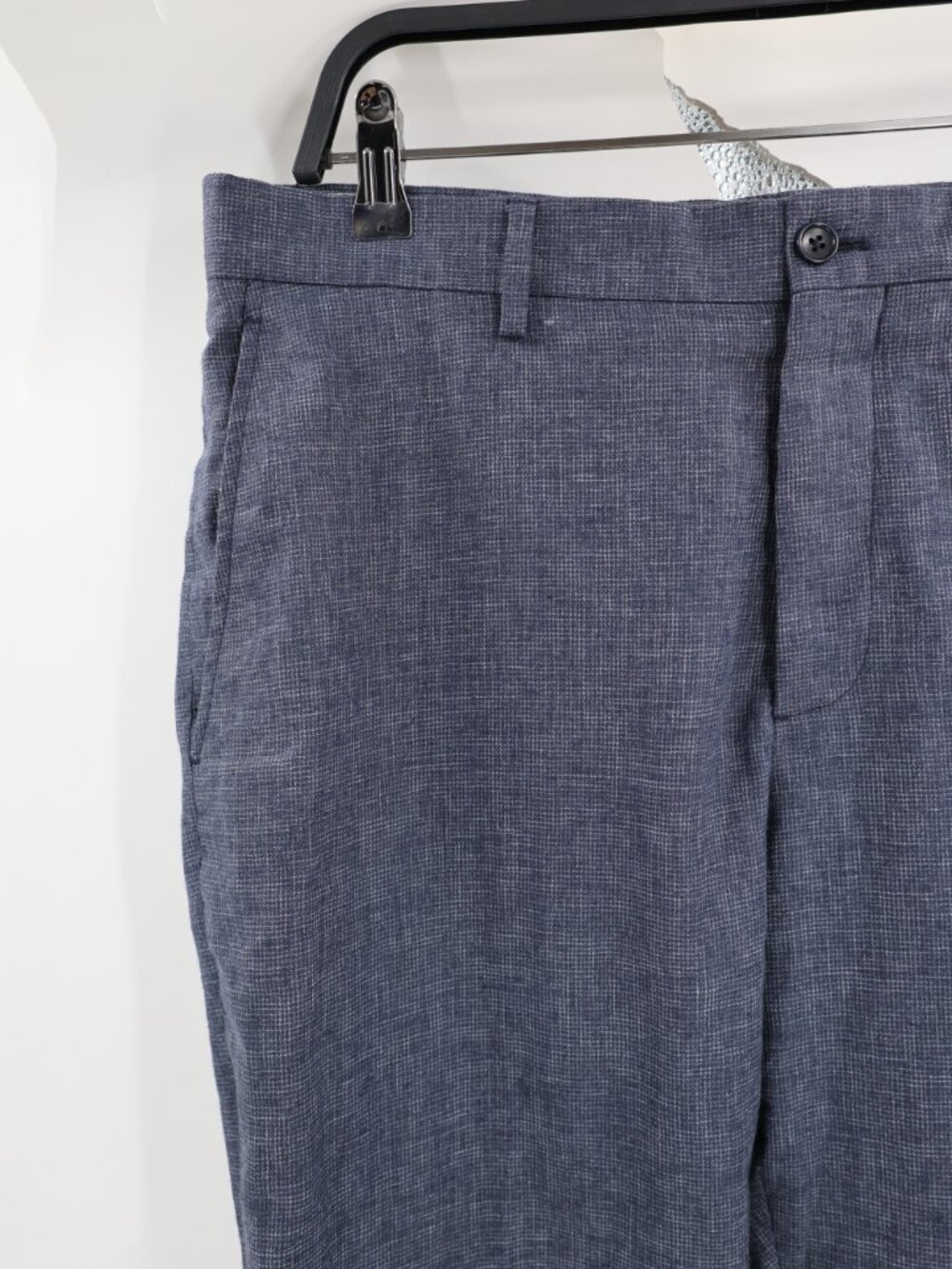Zara Pants Men 34 36x32 Sartorial Tapered Leg Linen Blend Flat Front Blue preppy
